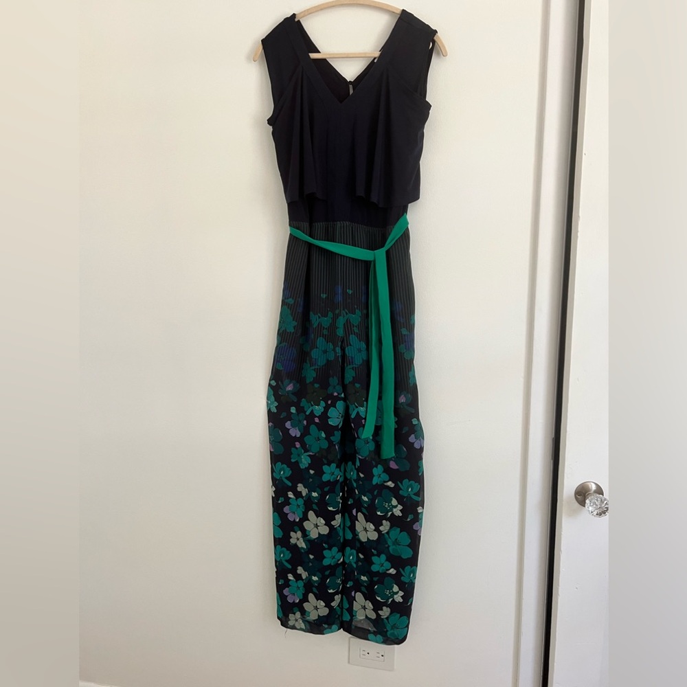 Chic Blue navy and Green Floral palazzo